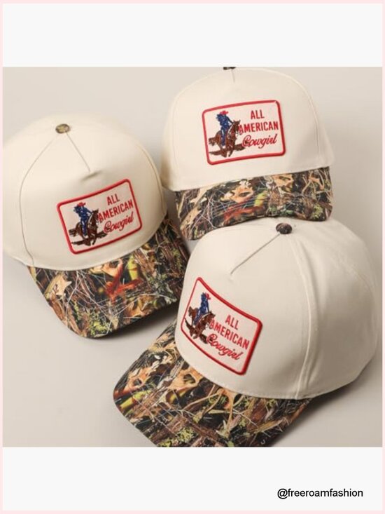 Two-Tone Camo Floral Brim Trucker Hat with Snapback main image 4